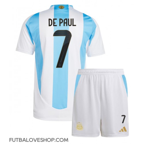 Dres Argentína Rodrigo De Paul #7 Domáci pre deti Copa America 2024 Krátky Rukáv (+ trenírky)